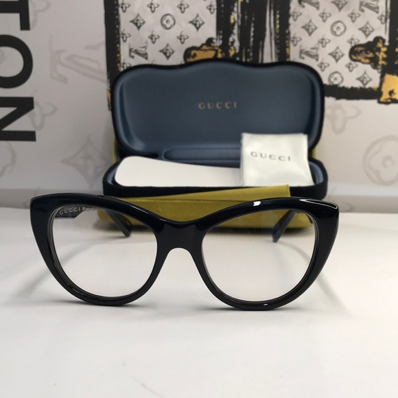 NEW Authentic Gucci GG1172O 001/004 Black & Gold Cat Eye Glasses - Picture 3 of 14